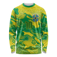 Custom Brazil National Football Long Sleeve Shirt South American Wild Nature Sporty Style - Wonder Print Shop