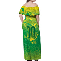 Custom Brazil National Football Off Shoulder Maxi Dress South American Wild Nature Sporty Style - Wonder Print Shop