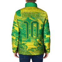 Custom Brazil National Football Padded Jacket South American Wild Nature Sporty Style - Wonder Print Shop