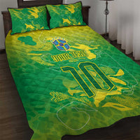 Custom Brazil National Football Quilt Bed Set South American Wild Nature Sporty Style - Wonder Print Shop
