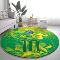 Custom Brazil National Football Round Carpet South American Wild Nature Sporty Style - Wonder Print Shop