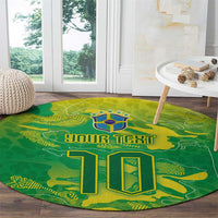 Custom Brazil National Football Round Carpet South American Wild Nature Sporty Style - Wonder Print Shop