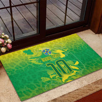 Custom Brazil National Football Rubber Doormat South American Wild Nature Sporty Style - Wonder Print Shop