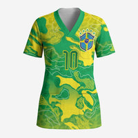 Custom Brazil National Football Scrub Top South American Wild Nature Sporty Style - Wonder Print Shop