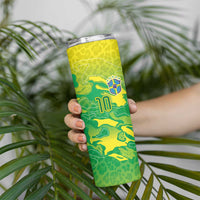 Custom Brazil National Football Skinny Tumbler South American Wild Nature Sporty Style - Wonder Print Shop