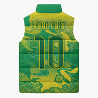 Custom Brazil National Football Sleeveless Puffer Jacket South American Wild Nature Sporty Style - Wonder Print Shop