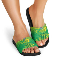 Custom Brazil National Football Slide Sandals South American Wild Nature Sporty Style - Wonder Print Shop