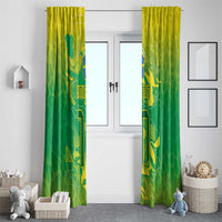 Custom Brazil National Football Window Curtain South American Wild Nature Sporty Style - Wonder Print Shop
