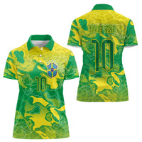 Custom Brazil National Football Women Polo Shirt South American Wild Nature Sporty Style - Wonder Print Shop