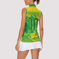 Custom Brazil National Football Women Sleeveless Polo Shirt South American Wild Nature Sporty Style - Wonder Print Shop