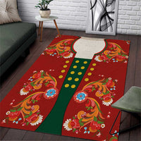 Norwegian Male Bunad Area Rug with Rosemaling Folk Art Red Color - Wonder Print Shop