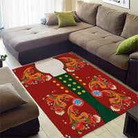 Norwegian Male Bunad Area Rug with Rosemaling Folk Art Red Color - Wonder Print Shop