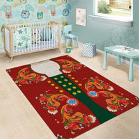 Norwegian Male Bunad Area Rug with Rosemaling Folk Art Red Color - Wonder Print Shop