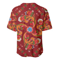 Norwegian Male Bunad Baseball Jersey with Rosemaling Folk Art Red Color - Wonder Print Shop
