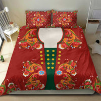 Norwegian Male Bunad Bedding Set with Rosemaling Folk Art Red Color - Wonder Print Shop