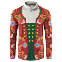 Norwegian Male Bunad Button Sweatshirt with Rosemaling Folk Art Red Color - Wonder Print Shop