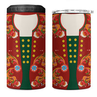Norwegian Male Bunad 4 in 1 Can Cooler Tumbler with Rosemaling Folk Art Red Color - Wonder Print Shop