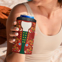 Norwegian Male Bunad 4 in 1 Can Cooler Tumbler with Rosemaling Folk Art Red Color - Wonder Print Shop