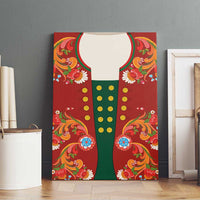 Norwegian Male Bunad Canvas Wall Art with Rosemaling Folk Art Red Color - Wonder Print Shop