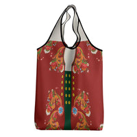 Norwegian Male Bunad Grocery Bag with Rosemaling Folk Art Red Color - Wonder Print Shop