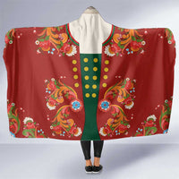Norwegian Male Bunad Hooded Blanket with Rosemaling Folk Art Red Color - Wonder Print Shop