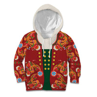 Norwegian Male Bunad Kid Hoodie with Rosemaling Folk Art Red Color - Wonder Print Shop