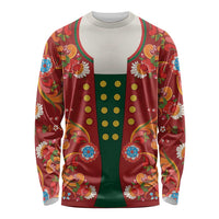 Norwegian Male Bunad Long Sleeve Shirt with Rosemaling Folk Art Red Color - Wonder Print Shop