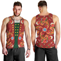 Norwegian Male Bunad Men Tank Top with Rosemaling Folk Art Red Color - Wonder Print Shop