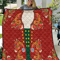 Norwegian Male Bunad Quilt with Rosemaling Folk Art Red Color - Wonder Print Shop