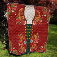 Norwegian Male Bunad Quilt with Rosemaling Folk Art Red Color - Wonder Print Shop