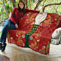 Norwegian Male Bunad Quilt with Rosemaling Folk Art Red Color - Wonder Print Shop