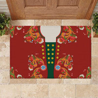 Norwegian Male Bunad Rubber Doormat with Rosemaling Folk Art Red Color - Wonder Print Shop