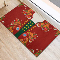Norwegian Male Bunad Rubber Doormat with Rosemaling Folk Art Red Color - Wonder Print Shop