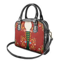Norwegian Male Bunad Shoulder Handbag with Rosemaling Folk Art Red Color - Wonder Print Shop