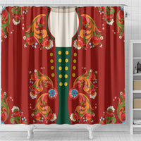 Norwegian Male Bunad Shower Curtain with Rosemaling Folk Art Red Color - Wonder Print Shop