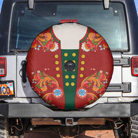 Norwegian Male Bunad Spare Tire Cover with Rosemaling Folk Art Red Color - Wonder Print Shop
