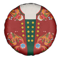 Norwegian Male Bunad Spare Tire Cover with Rosemaling Folk Art Red Color - Wonder Print Shop