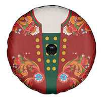 Norwegian Male Bunad Spare Tire Cover with Rosemaling Folk Art Red Color - Wonder Print Shop