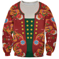 Norwegian Male Bunad Sweatshirt with Rosemaling Folk Art Red Color - Wonder Print Shop