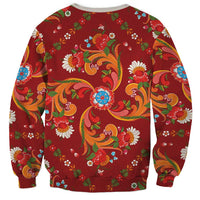 Norwegian Male Bunad Sweatshirt with Rosemaling Folk Art Red Color - Wonder Print Shop