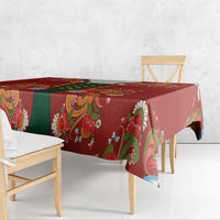 Norwegian Male Bunad Tablecloth with Rosemaling Folk Art Red Color - Wonder Print Shop