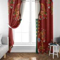 Norwegian Male Bunad Window Curtain with Rosemaling Folk Art Red Color - Wonder Print Shop