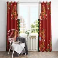 Norwegian Male Bunad Window Curtain with Rosemaling Folk Art Red Color - Wonder Print Shop