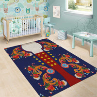 Norwegian Male Bunad Area Rug with Rosemaling Folk Art Navy Color - Wonder Print Shop