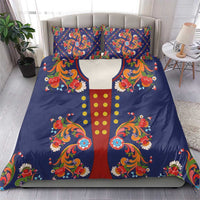 Norwegian Male Bunad Bedding Set with Rosemaling Folk Art Navy Color - Wonder Print Shop
