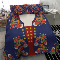 Norwegian Male Bunad Bedding Set with Rosemaling Folk Art Navy Color - Wonder Print Shop