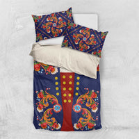 Norwegian Male Bunad Bedding Set with Rosemaling Folk Art Navy Color - Wonder Print Shop