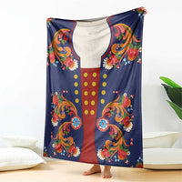 Norwegian Male Bunad Blanket with Rosemaling Folk Art Navy Color - Wonder Print Shop