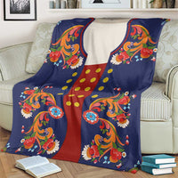 Norwegian Male Bunad Blanket with Rosemaling Folk Art Navy Color - Wonder Print Shop