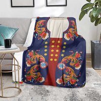 Norwegian Male Bunad Blanket with Rosemaling Folk Art Navy Color - Wonder Print Shop